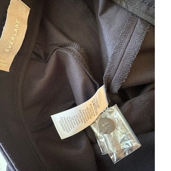 NEW Everlane The Fixed Waist Stretch Cotton Black Trouser Pants Size 00 - Picture 9 of 12